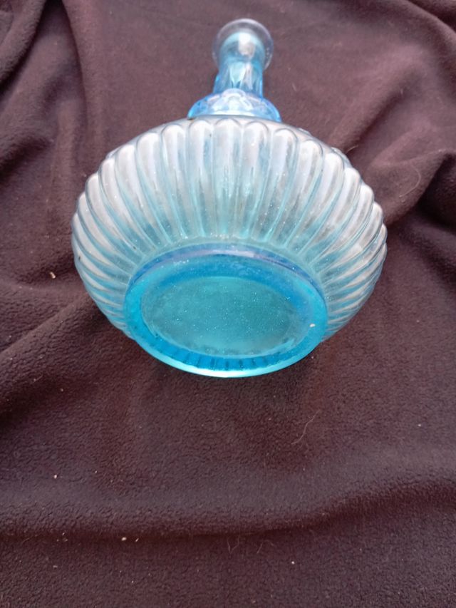 Jarrón/Vaso de Vidrio azul antiguo/vintage