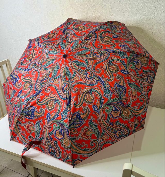 Paraguas ETRO Milano Paisley rojo multicolor nuevo