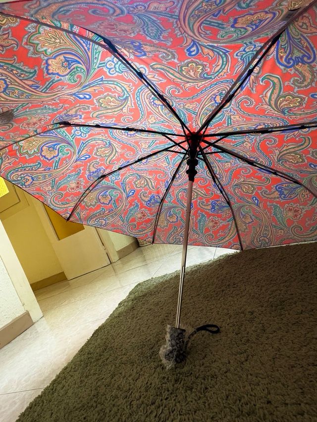 Paraguas ETRO Milano Paisley rojo multicolor nuevo