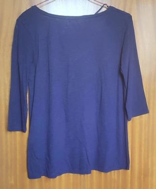 Camiseta azul marino manga 3/4 algodón orgánico