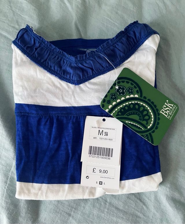 Blusa tirantes Bershka rayas azul y blanco
