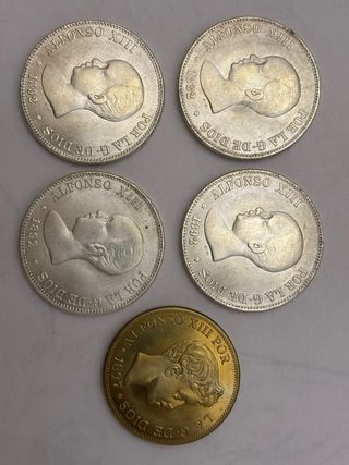 Lote 5 Monedas Alfonso XIII 1892 y 1897