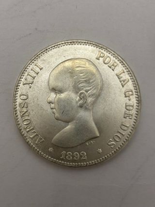 Lote 5 Monedas Alfonso XIII 1892 y 1897