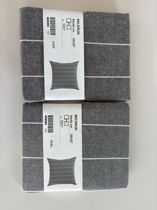 2 Fundas Cojín IKEA MILDRUN 50x50cm Rayas Grises