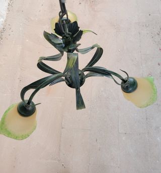 Lámpara de techo diseño floral verde y amarillo