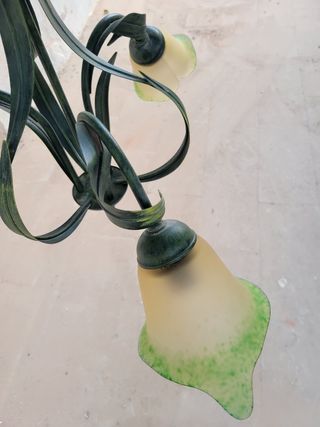 Lámpara de techo diseño floral verde y amarillo