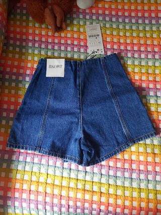 Falda pantalón vaquera azul talla S/36