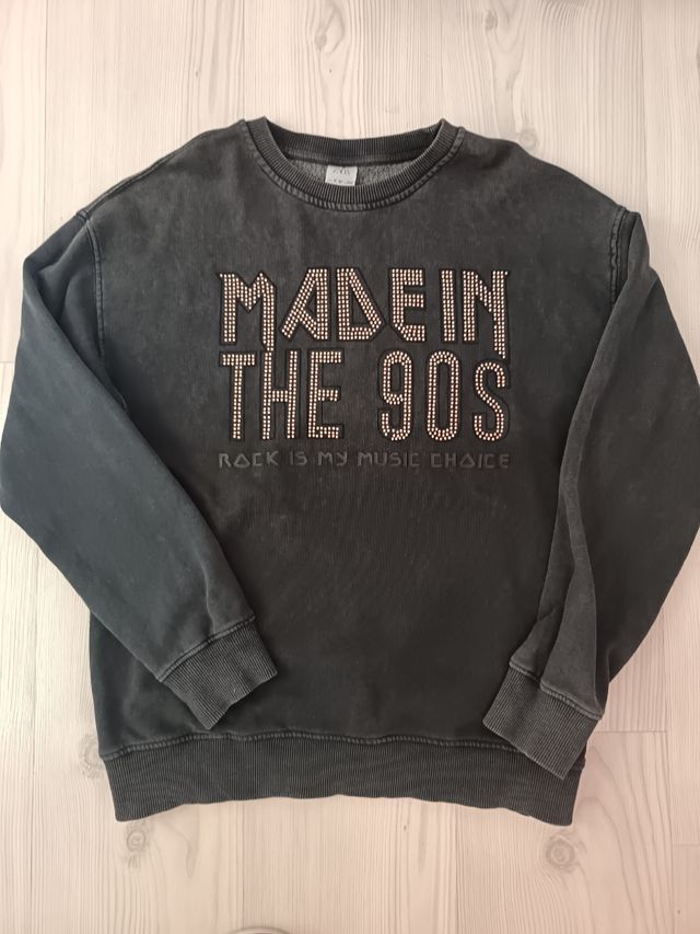 Sudadera gris Made in the 90s con strass