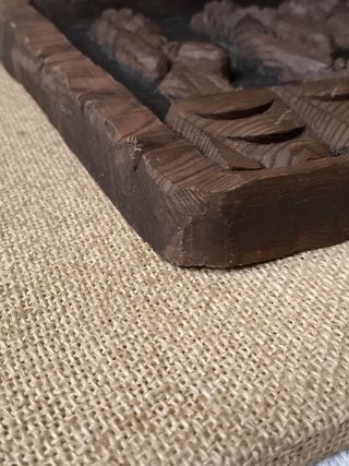 LA ÚLTIMA CENA. CUADRO MADERA SOBRE BASTIDOR RAFIA