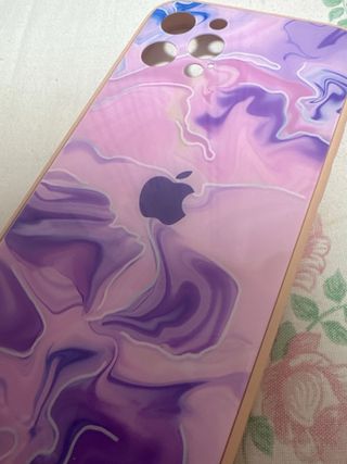 Funda iPhone 12 Marmoleada Rosa y Morada