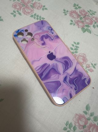 Funda iPhone 12 Marmoleada Rosa y Morada
