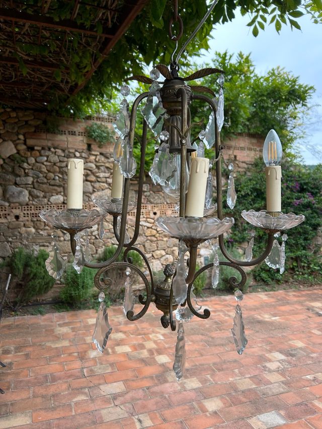 Lámpara araña latón y cristal