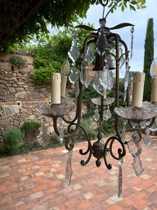 Lámpara araña latón y cristal