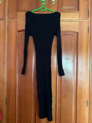Vestido largo Mango negro talla XS