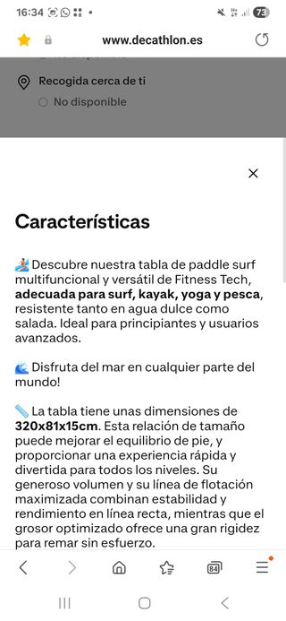 Tabla Paddle Surf Fitness Tech + Mochila