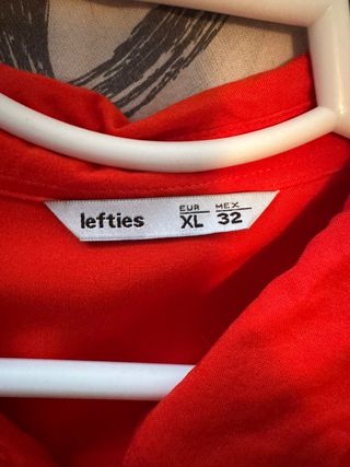 Vestido camisero Lefties rojo XL mangas abullonada