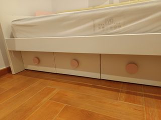 Cama nido 90cm blanca y rosa
