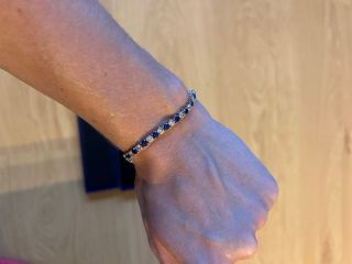 Pulsera Swarovski Cristales Azul y Blanco