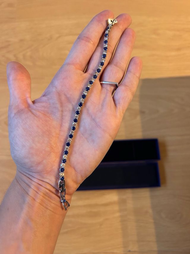 Pulsera Swarovski Cristales Azul y Blanco