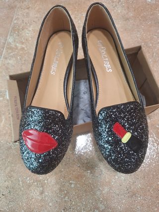 Zapatos planos Colires con brillos y labios