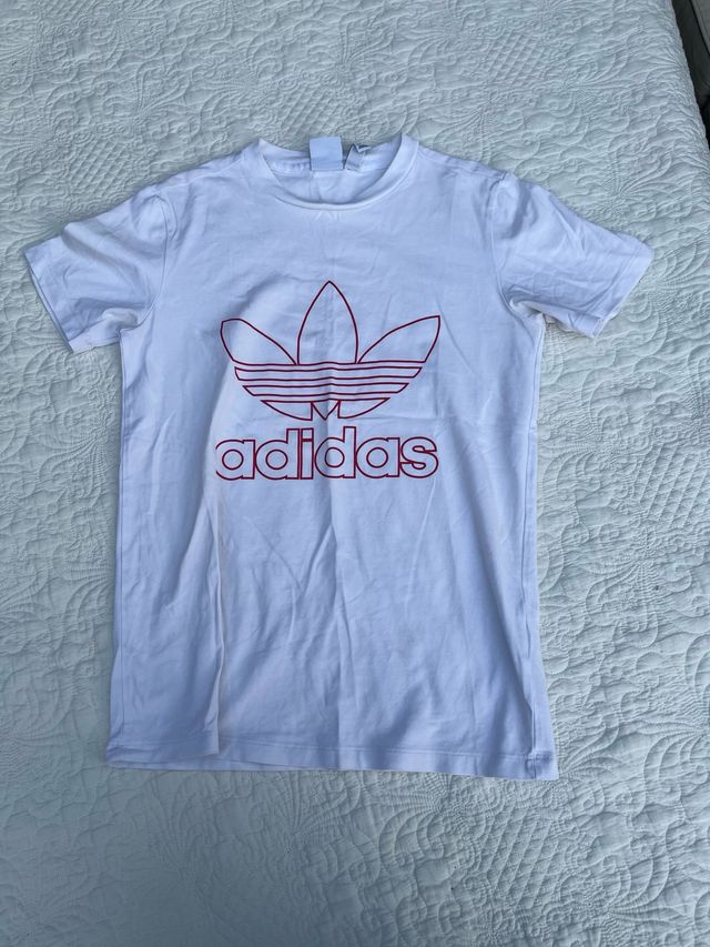 Camiseta Adidas Blanca Logo Rojo