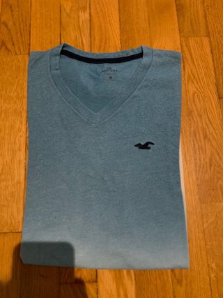 Camiseta Hollister V-Neck Azul Talla M