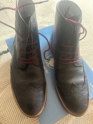 Botas El Ganso Piel Azul con Cordones Rojos