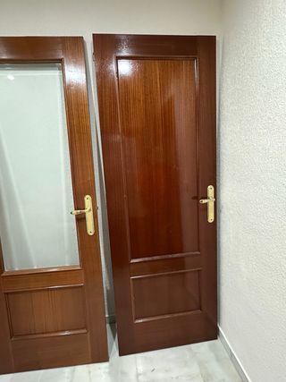 Puertas de madera con cristal y manillas