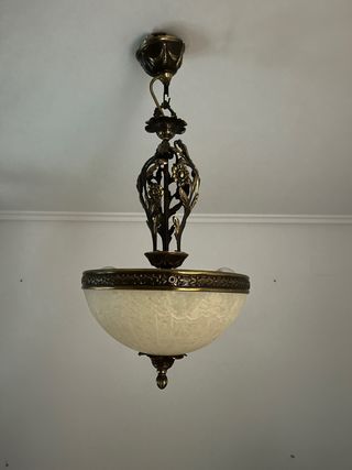 Lámpara colgante de cristal y metal