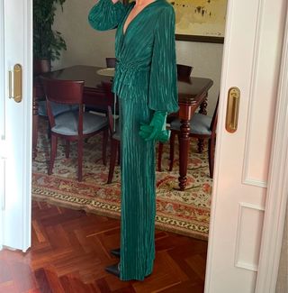 Traje de fiesta verde Zara