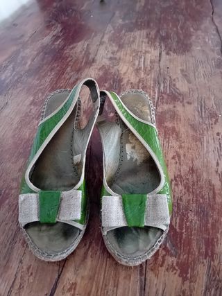 Scarpe donna verdi e beige