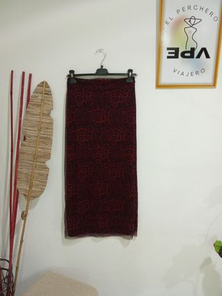 Falda Tul Leopardo Burdeos Talla Única 