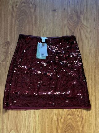 Falda H&M lentejuelas roja 