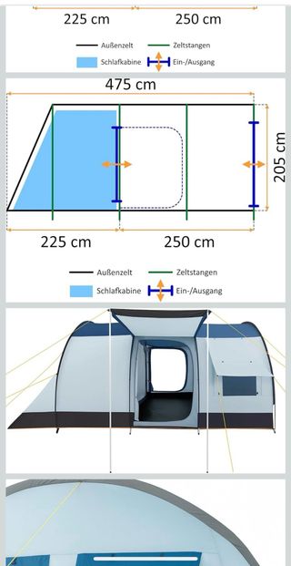 Tenda da campeggio tunnel 5 posti Campfeuer