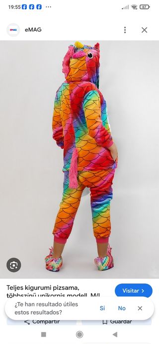 Disfraz Pijama Unicornio Arcoíris Talla M
