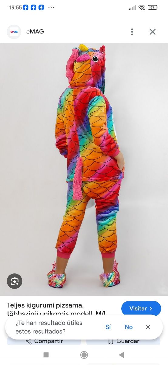 Disfraz Pijama Unicornio Arcoíris Talla M