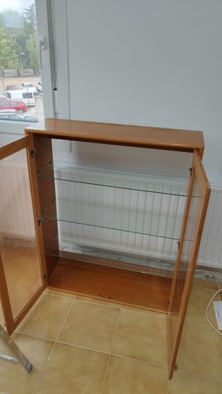 Vitrina de madera y cristal