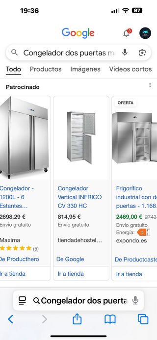 Congelador Infrico Hostelería/Particular 2 Puertas