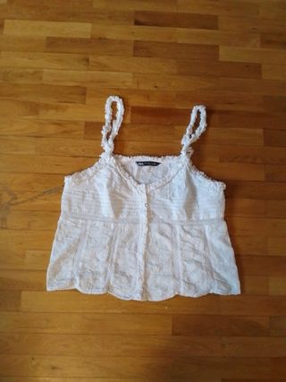 Top Zara Blanco Talla L