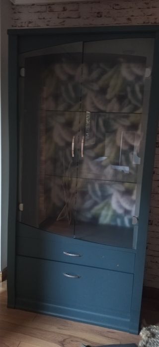 Vitrina vintage de madera y cristal