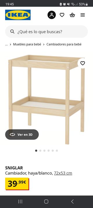 Cambiador SNIGLAR Ikea Madera