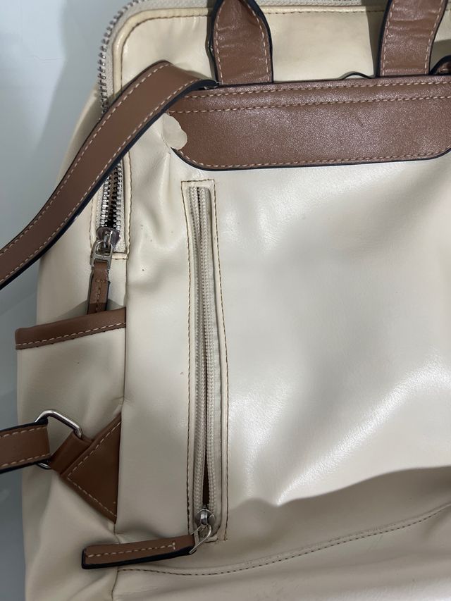 Mochila Paco Martínez blanca y marrón