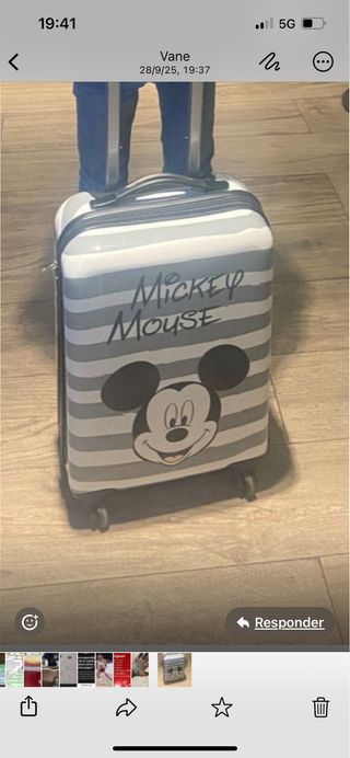 Maleta Cabina Mickey Mouse Disney Gris y Blanca