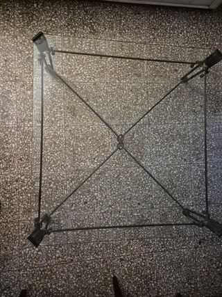 Juego Mesa Centro y Auxiliar Cristal Metal