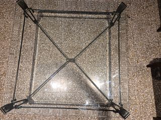Juego Mesa Centro y Auxiliar Cristal Metal