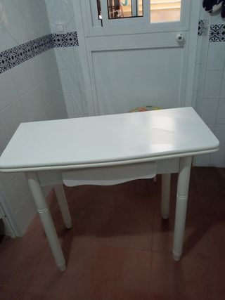 Mesa plegable cocina blanca madera