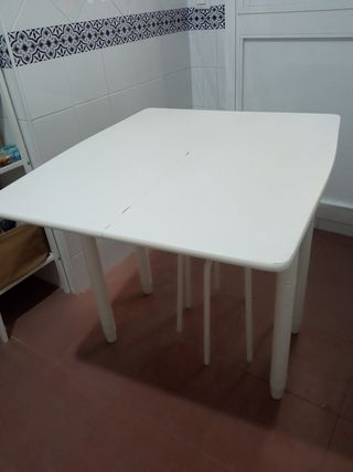 Mesa plegable cocina blanca madera