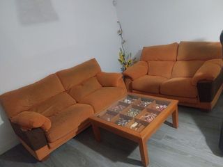 Sofás 3 y 2 plazas tela naranja