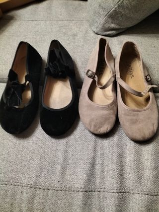 Zapatos niña negros y beige
