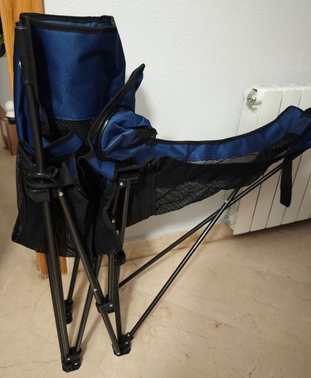 Silla de camping plegable azul